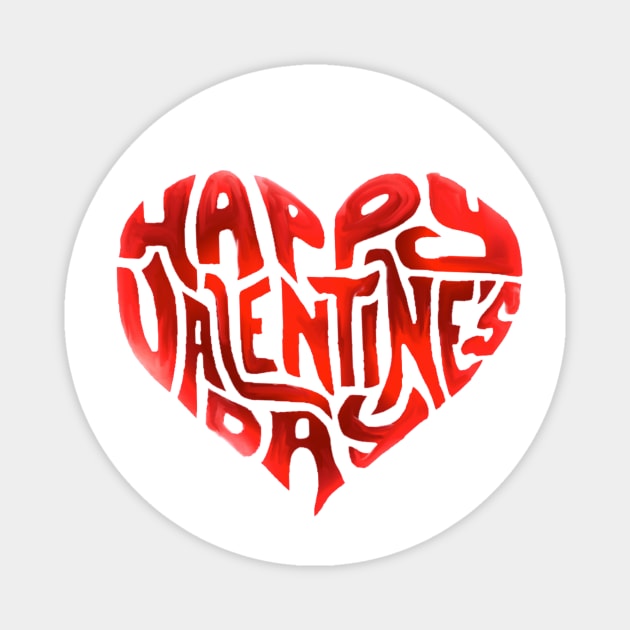 Happy Valentines Day Typography Heart Magnet by benchmark